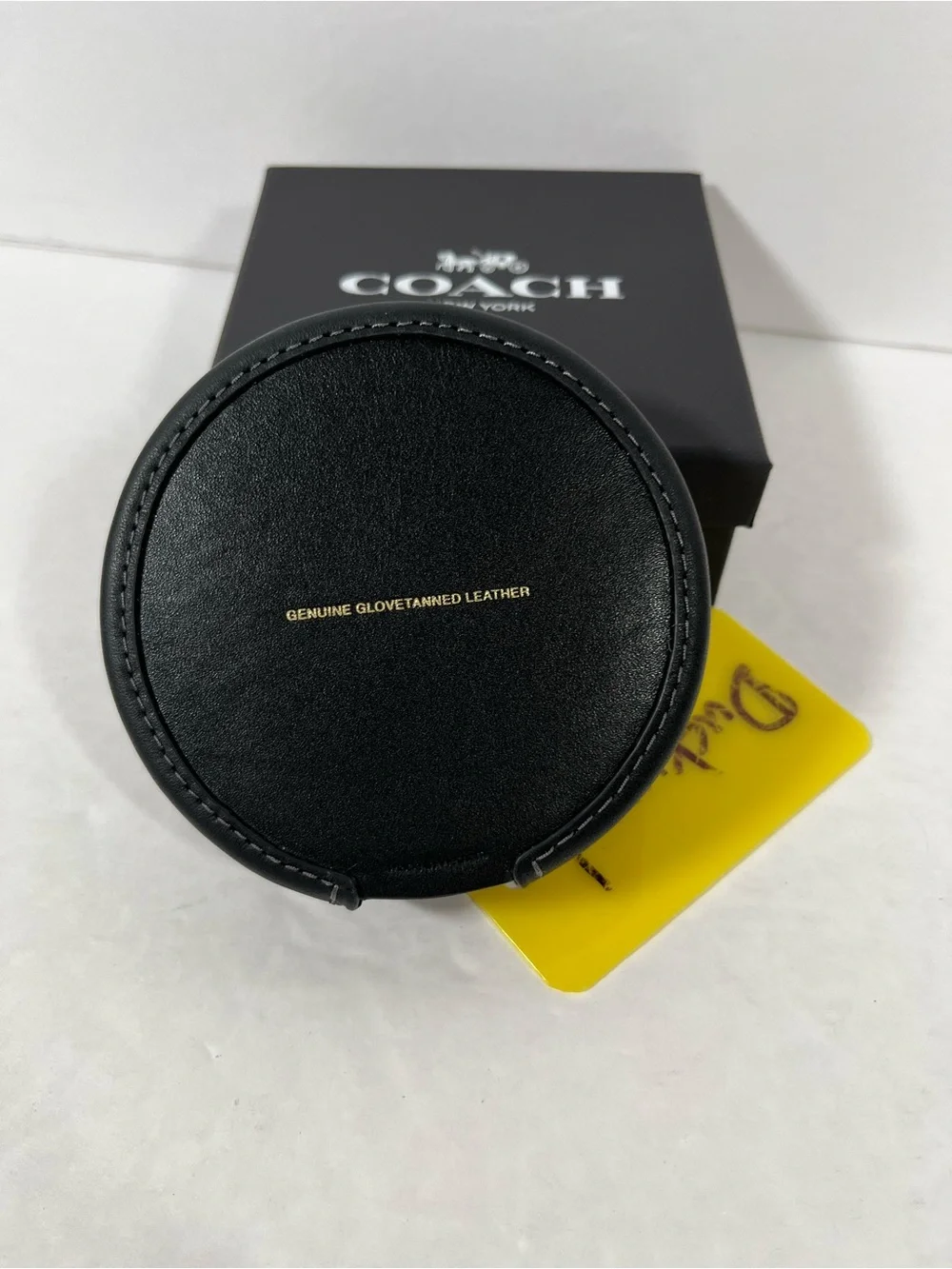 COACH Leather Round Coasters - Multi Color Set